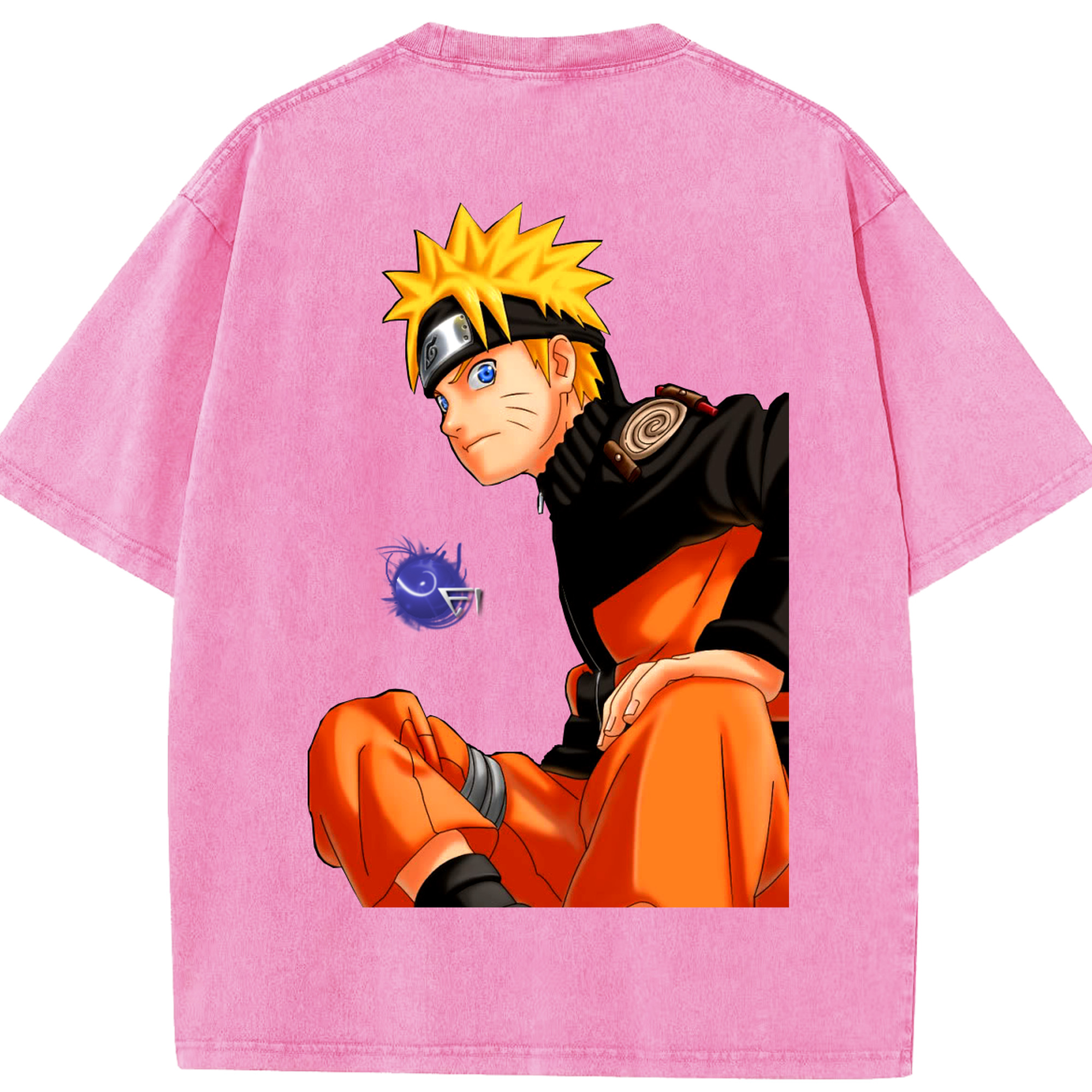 （画像用） NARUTO -ナルト- うずまき ナルト Uzumaki Naruto 綿100% ヴィンテージ風 半袖Tシャツ（背面プリント）